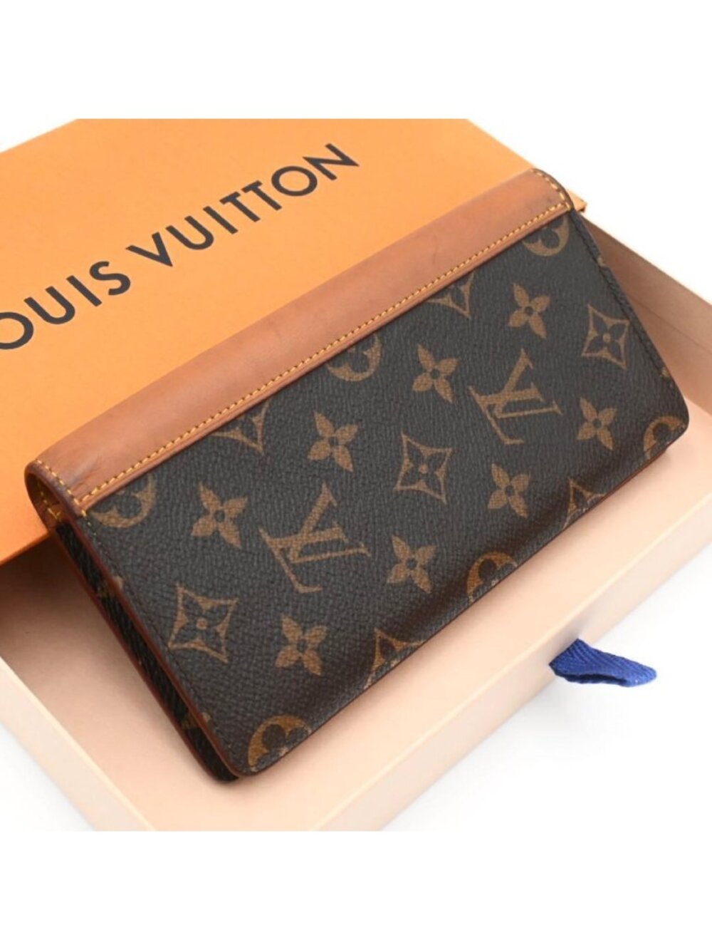 Louis Vuitton Monogram Macassar Portefeuille Brazza Vachetta Leather Wallet